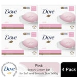 Dove Pink Moisturising Beauty Cream Bar for Soft and Smooth Skin, 2 x 90g, 4pk