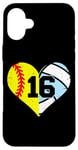 iPhone 16 Plus Softball Volleyball Number 16 Jersey Funny Heart Game Day Case