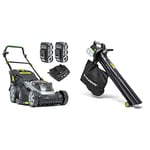 Murray 2x18V (36V) Tondeuse à Gazon Lithium-ION 44 cm de Largeur de Coupe IQ18WM44, Powered by Briggs & Stratton + Souffleur/Aspirateur de Feuilles mortes IQ18LBV Dual 18V (36V) Li-ION à Batteries