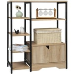 Bibliothèque Woltu Meuble de Rangement, Style industriel, en métal et mdf, avec Étagères et Armoire 80x35x97cm, Chêne Clair