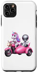 Coque pour iPhone 11 Pro Max Licorne et extraterrestre OVNI équitation une moto garçons filles femmes