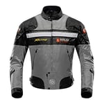 BORLENI Veste de Moto Hiver, Blouson Moto 4 Saison Équipement de Protection de Moto Coupe-vent avec 5 Protections Vêtements de Moto pour Hommes et Dames Gris XL