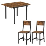 Vasagle - Ensemble de Table à Manger, 2 Chaises de Salle à Manger, Table Pliante, pour 2-4 Personnes, Chaises de Cuisine, Cadre en Métal, pour Salle