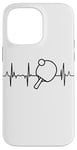 Coque pour iPhone 14 Pro Max Ping Pong Tennis de table Heartbeat Heartline