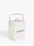 John Lewis Enamel Compost Food Waste Caddy Bin, Cream