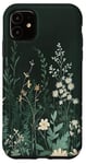 iPhone 11 Olive Green Boho Botanical Wildflowers Aesthetic Case