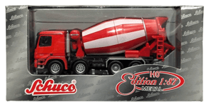 1:87 Scale Schuco 21824 Mercedes Benz Actros 8 x 4 Concrete Mixer - Red & White