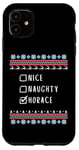 iPhone 11 Nice, Naughty, Horace Christmas Ugly Sweater Style Case