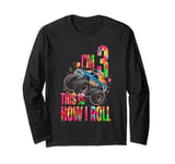 Retro Monster Trucks Car 3rd Birthday Party Gift 3 Years Old Long Sleeve T-Shirt