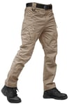 TACVASEN Military Trousers Mens Tactical Outdoor Hiking Pants Walking Work Cargo Trousers Khaki,34