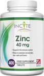 Zinc 40mg | 400 Premium Zinc Tablets Over 12 Month’s Supply | Maximum Strengt