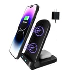 SZO Chargeur sans Fil 2-en-1 à Induction, Chargeur sans Fil à Induction Rapide 15W pour iPhone 15/14/13/12/11/Pro/Max/Mini/XR/XS/X 8 Plus pour Samsung Galaxy S23 S22 S21 S20 S10