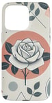 Coque pour iPhone 15 Pro Max Motif floral rose, style géométrique minimaliste