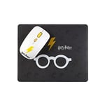 WONDEE Raton Wireless - Pack 2 en 1 - Tapis Harry Potter - Coloris Blanc et Noir