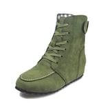 Bottines en daim pour femme - Décontractées - À lacets - Confortables - En caoutchouc souple, Vert, 39 EU