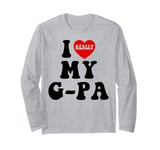 I Love (Heart) My G-Pa Grandpa Kids Granddaughter Grandson Long Sleeve T-Shirt