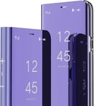 Flip Case For Apple Iphone 14 - Mirror Design Clear View Flip Bookstyle Luxury Protecter Shell With Kickstand Phone Case Cover For Apple Iphone 14. Flip Mirror: Purple