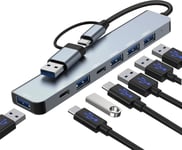 Hub Usb C,Data Hub 7 En 2 Avec Ports Usb 3.0,Station D¿Accueil Multiport Adaptateur Usb C Pour Macbook,Mac Pro/Mini,Imac,Surface Pro,Notebook Pc,Clés Usb,Disques Durs Externes,Etc.