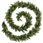 WeRChristmas Pre-Lit Long Garland Illuminated with 52 Warm LED Lights, Green, 12 feet