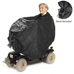 Mobility Scooter Rain Coat Poncho Waterproof Light Weight Mac Hooded Black Cape