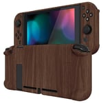 eXtremeRate PlayVital Coque de Protection pour Nintendo Switch Console Coque Grip Protection Manette pour Switch Joycon Housse de Protection pour Switch(Grain de Bois)