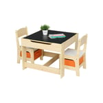 Qiyao - Table et chaise pour enfants Ensemble table et chaise en bois pour enfants avec deux sacs de rangement