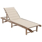 Prolenta Premium - Chaise Longue De Jardin Avec Coussin Bambou