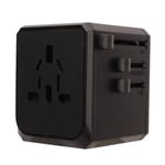 Matkasovitin Musta yleissovitin, jossa 3 USB 1 Type C Turvallisuussuojaus Kansainvälinen sovitin US UK EU Plug AC100?240V