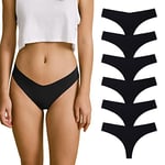 SHARICCA String Thong Femme Tangas sous-Vêtements sans Coutures de Sport Culottes Taille Basse Invisible Slips Lot de 6 (Multicolore-05, M)