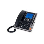 SPC Office Pro - Téléphone Fixe Filaire alimenté par Piles avec Grand écran Lumineux, 7 mémoires directes, identificateur d’Appel et Mains Libres - Noir