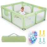 COSTWAY Grand Parc pour Bébé avec 50 Balles Océaniques, Clôture pour Tout-Petits avec 4 Anneaux à Main, Centre d'Activités pour Bébé avec Maille