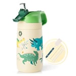 FEIJIAN Gourde Isotherme Enfant avec paille - 350ML/400ML Bouteille Isotherme Enfant - Sans BPA Tritan, Anti-fuite reutilisable pour l'école, Les Sports et la Maternelle