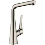 hansgrohe Metris M71 Mitigeur de cuisine 320, avec douchette extractible 1 jet, sBox, aspect acier inox, 73812800