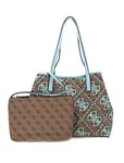 Guess Vikky Large Tote, Sac a Main Women's, Latte Logo/Ice Blue, Taille Unique