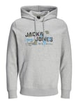 Jack & Jones Mens hoodie - Light Grey material_cotton - Size X-Large