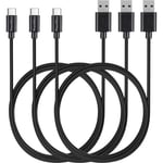 Lot 3 Cables USB-C Chargeur Noir pour Huawei P9-P9PLUS-P10-P20-P20LITE-P20PRO - Cable USB-C 1 Metre Phonillico®