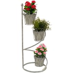 Escalier pour fleurs Intérieur Métal Blanc Gris Rond 75 cm Porte-fleurs avec 3 pots 96131 Porte-fleurs Colonne pour fleurs Porte-plantes Balcon