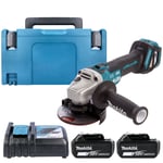 Makita DGA463 18V LXT Cordless Brushless 115mm Angle Grinder With 2 x 4.0Ah B...
