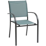 Hesperide - Fauteuil de jardin empilable Piazza vert jade & graphite en aluminium traité époxy - Hespéride