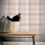 Arthouse Country Tartan Highland Check Plaid Pink Grey Stripe Wallpaper 901900