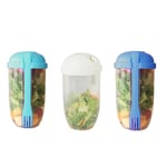 3Pcs Salad Meal Shaker Cup with Fork and Salad Dressing Holder V8Z39415