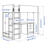 IKEA SMÅSTAD loftsängsstomme/skrivbord/förvaring 90x200 cm