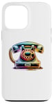 Coque pour iPhone 13 Pro Max Coloré Line Art Vintage Téléphone Vintage Fixe Cadran