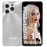 DOOGEE N55 Plus Telephone Portable 20GB RAM+128GB ROM(TF 1TB) Android 14 Smartphone Pas Cher, Écran 6.56" HD+ 90Hz, 13MP+8MP, 5150mAh, Octa Core, 4G LTE/5G WiFi/OTG/Widevine L1, Argent