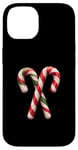 Coque pour iPhone 14 Canne à sucre de Noël classique festive, motif bonbon