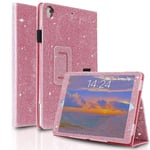 FANSONG Case for iPad 10.2 inch,Cover for iPad 9th 8th 7th Generation Glitter Magnetic Closure PU Leather Pencil Holder Smart Cover Flip Stand Shockproof for Tablet iPad 9 2021 8 2020 7 2019 Pink