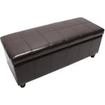 Banc banquette rembourrée coffre de rangement Kriens, cuir reconstitué, 112x45x45cm, marron