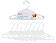 8 White Baby Toddler Coat Clothes Hangers Plastic Small Ideal For Kids Clothing