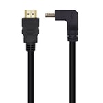 AISENS A120-0456 Câble HDMI V2.0 coudé haut débit haute vitesse/HEC 4K@60Hz 18Gbps, A/M-A/M, noir, 1.0m