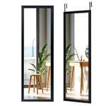 FANTASK Miroir Mural - Miroir de Porte - Miroir à Suspendre - avec Crochet de Suspension réglable en Hauteur - pour Chambre à Coucher, Salon et entrée - 120 x 37 cm - Noir